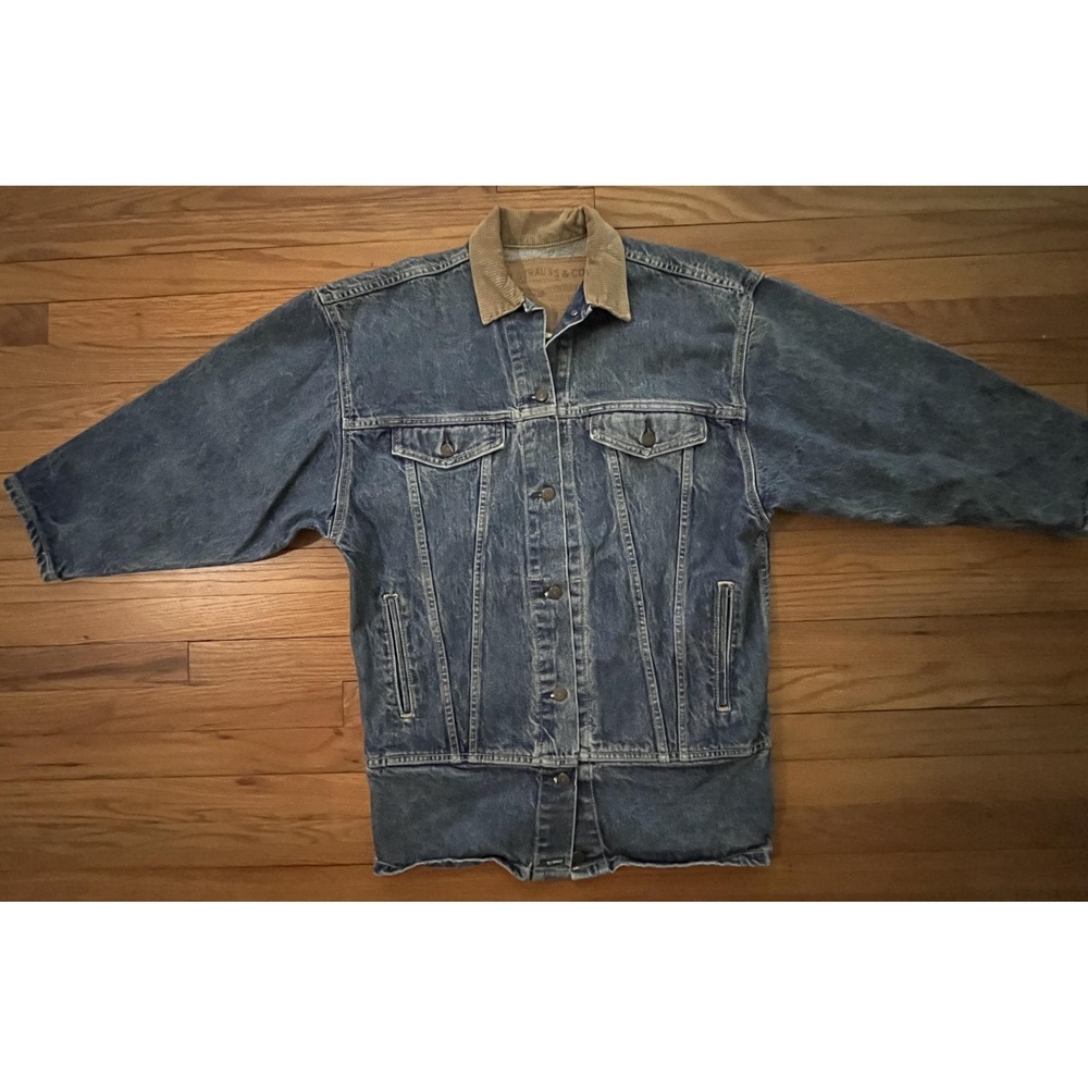 Vintage Levi's Denim Jean Jacket Corduroy Collar Long Length Men S Made in USA